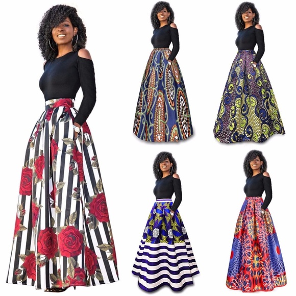 2PC Cold Shoulder Top And Maxi Skirt - Picture 1 of 8